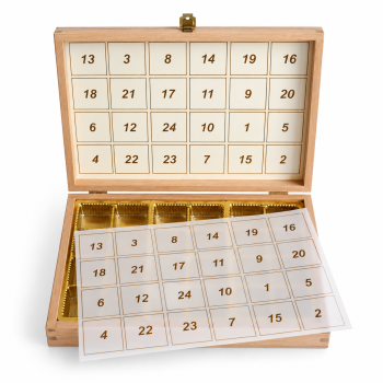 Adventskalender Holzkiste Pralinen